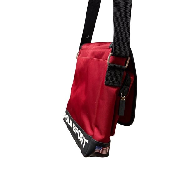 Y2K Polo Ralph Lauren Crossbody Bag 90s Spell Out American Flag M Preppy Sport - Picture 14 of 16